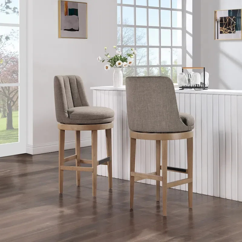 2-Pack Upholstered Swivel Barstool
