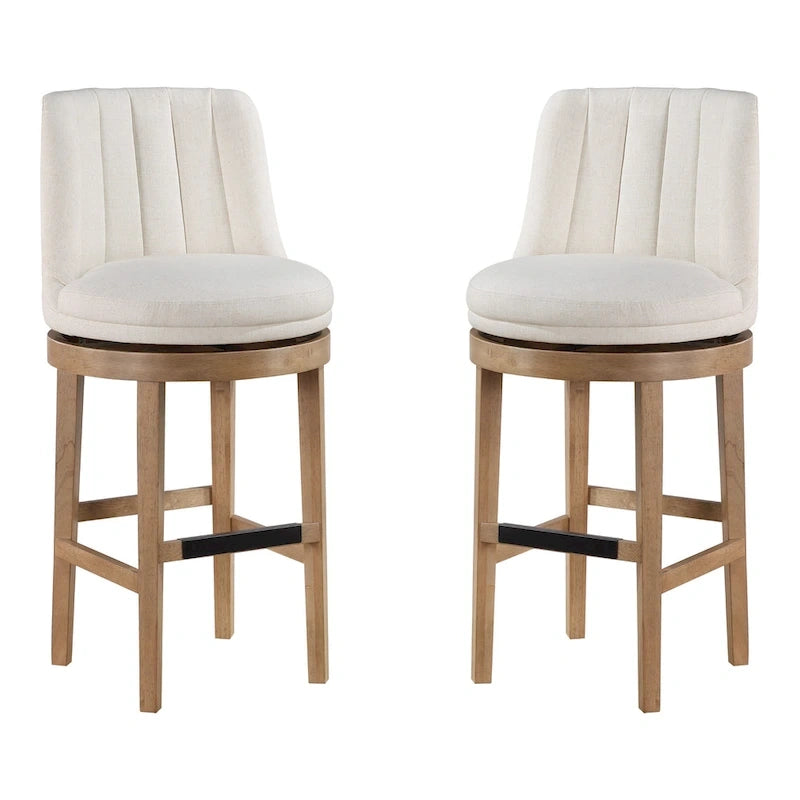 2-Pack Upholstered Swivel Barstool