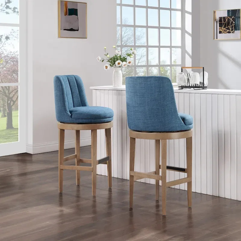 2-Pack Upholstered Swivel Barstool