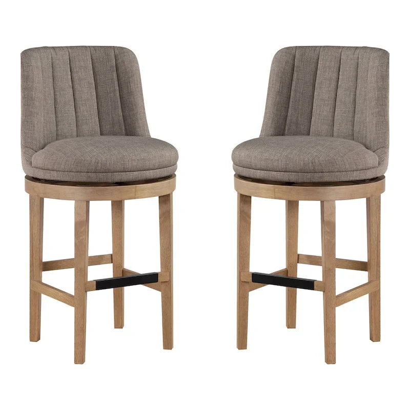 2-Pack Upholstered Swivel Barstool