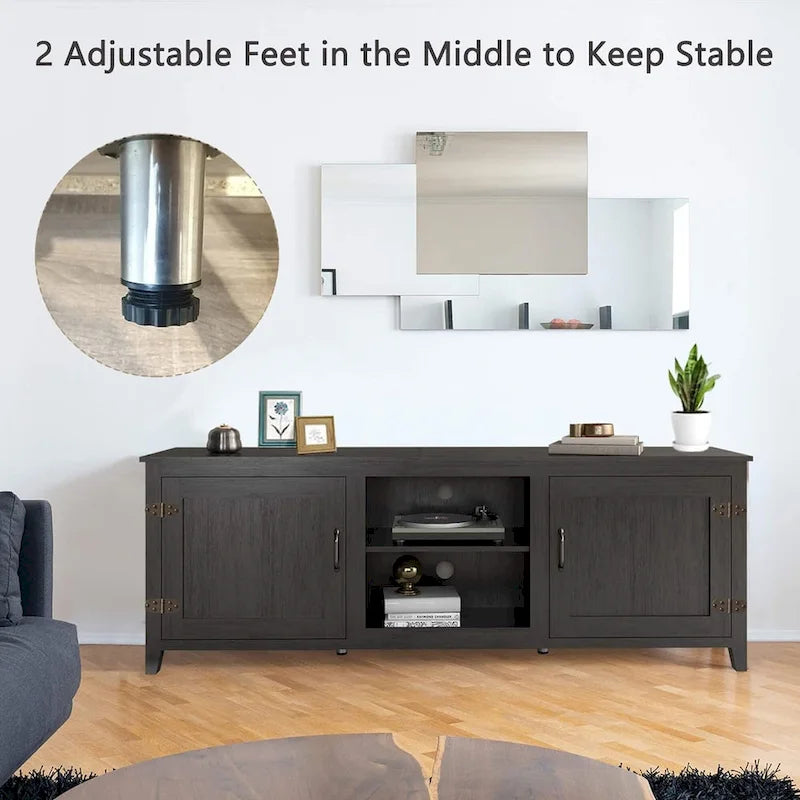 70 Inch TV Stand with Open Storage and Doors