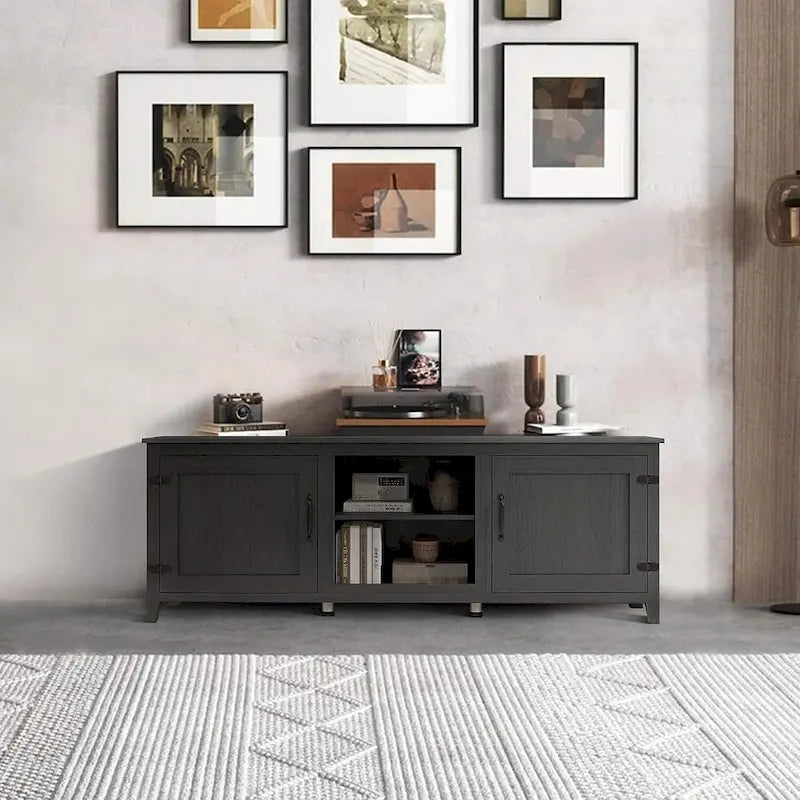 70 Inch TV Stand with Open Storage and Doors
