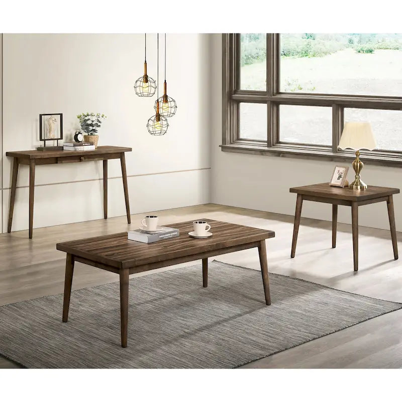 Mid-Century Walnut Solid Wood 24-inch Side Table