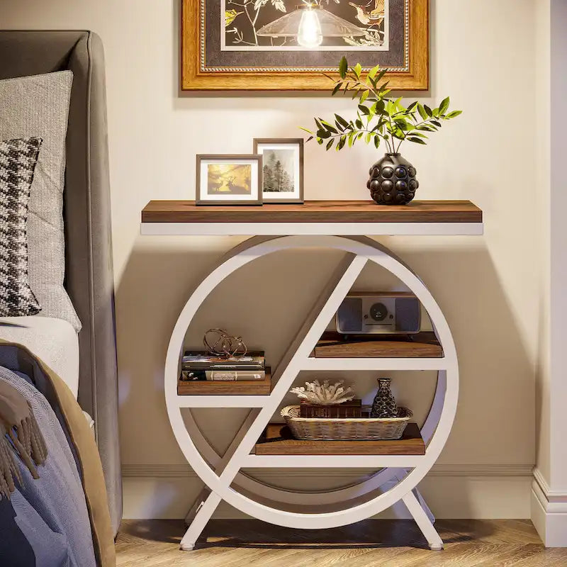 3-Tier End Table with Storage Shelves