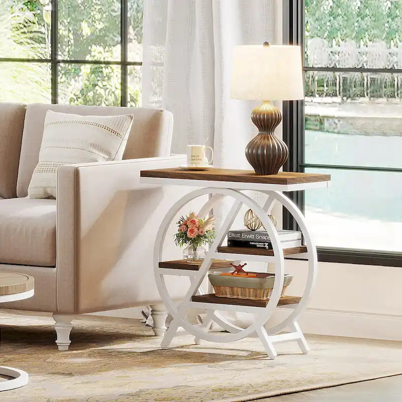 3-Tier End Table with Storage Shelves