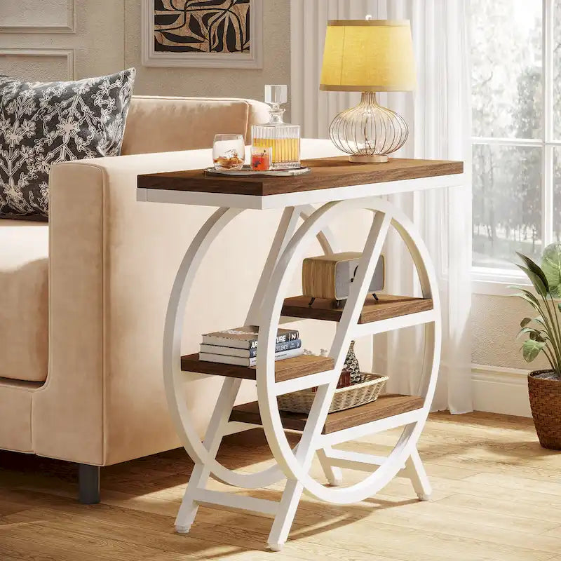 3-Tier End Table with Storage Shelves