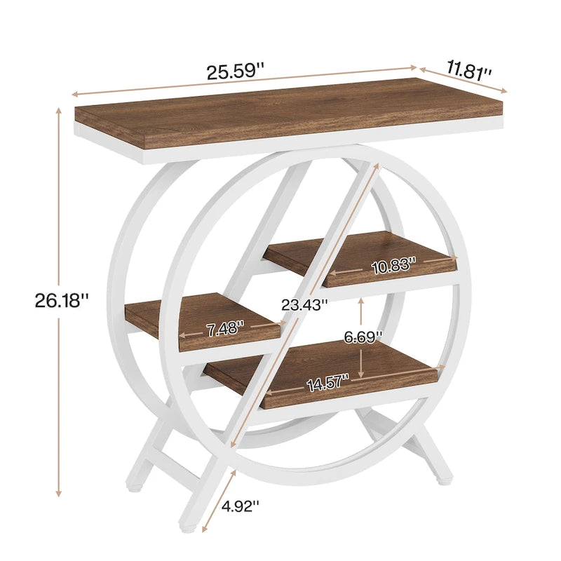 3-Tier End Table with Storage Shelves