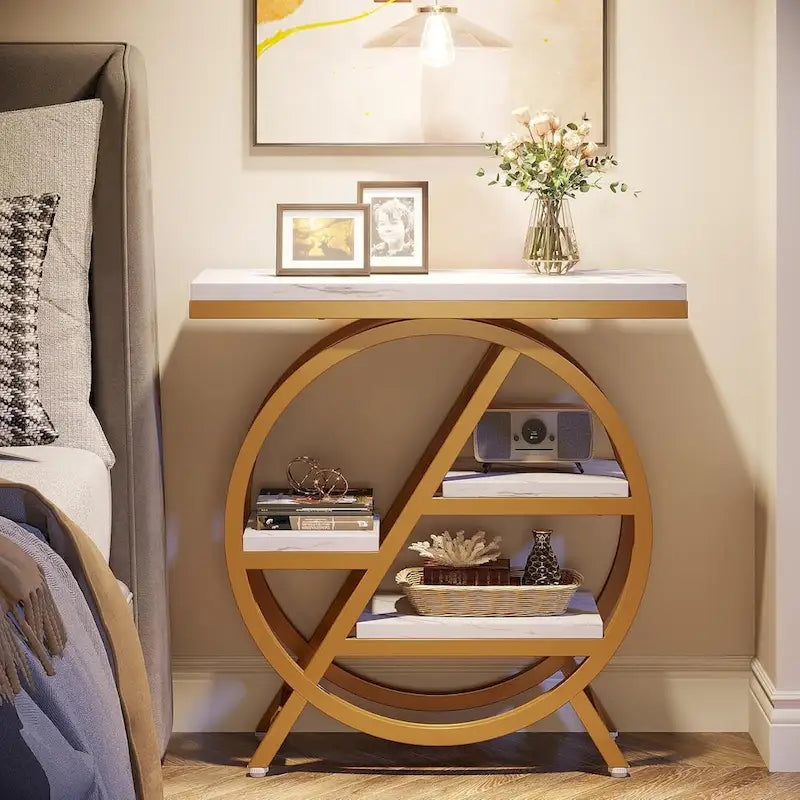 3-Tier End Table with Storage Shelves