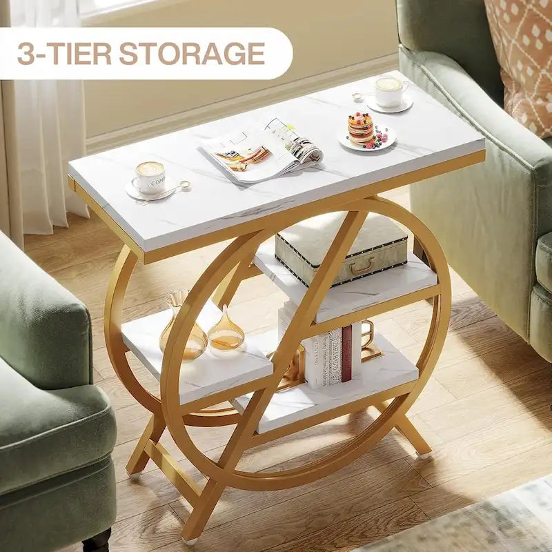 3-Tier End Table with Storage Shelves