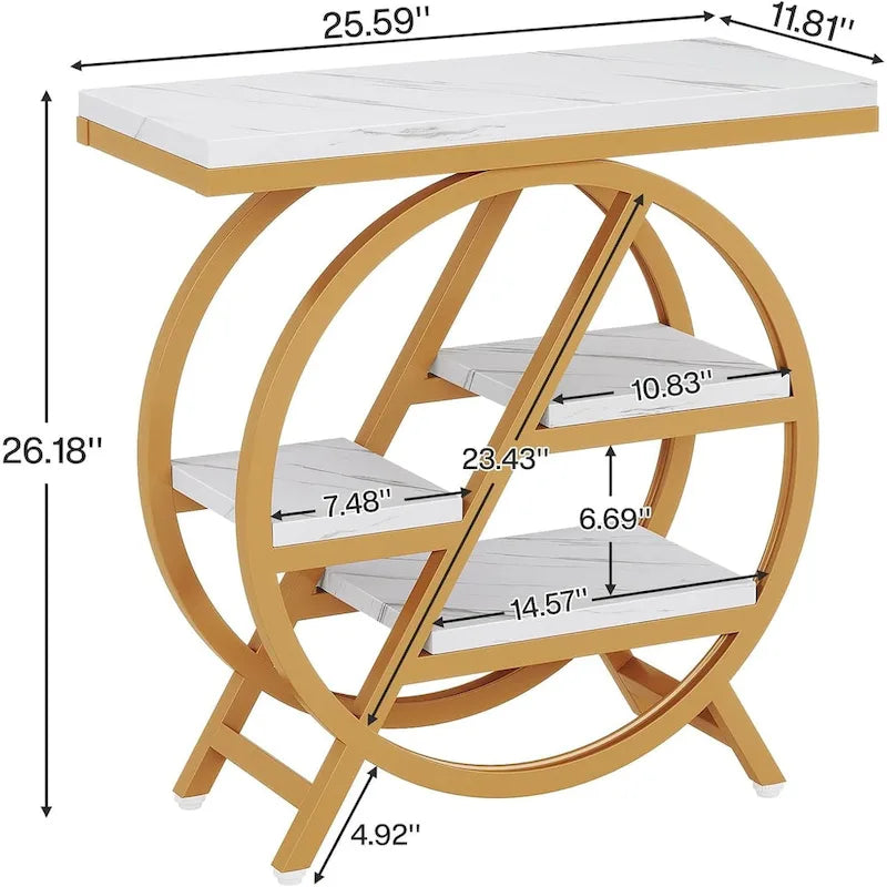 3-Tier End Table with Storage Shelves