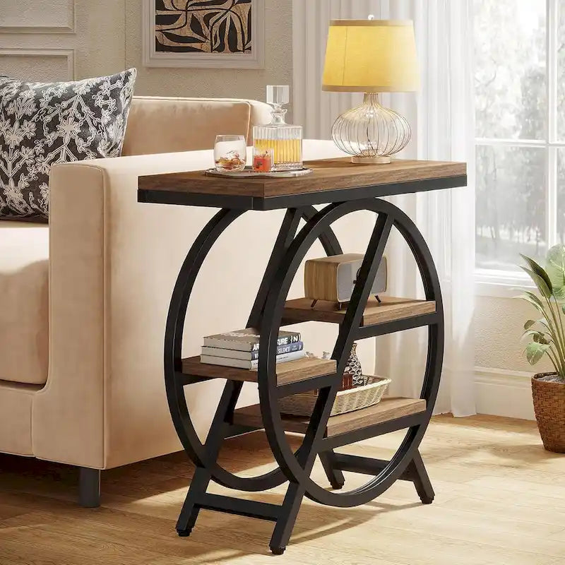 3-Tier End Table with Storage Shelves
