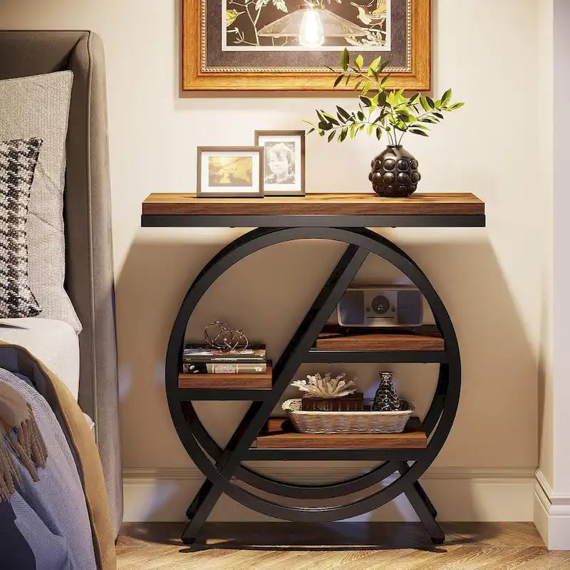 3-Tier End Table with Storage Shelves