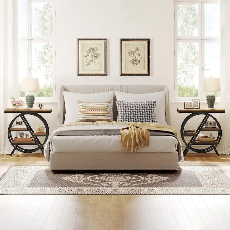 3-Tier End Table with Storage Shelves