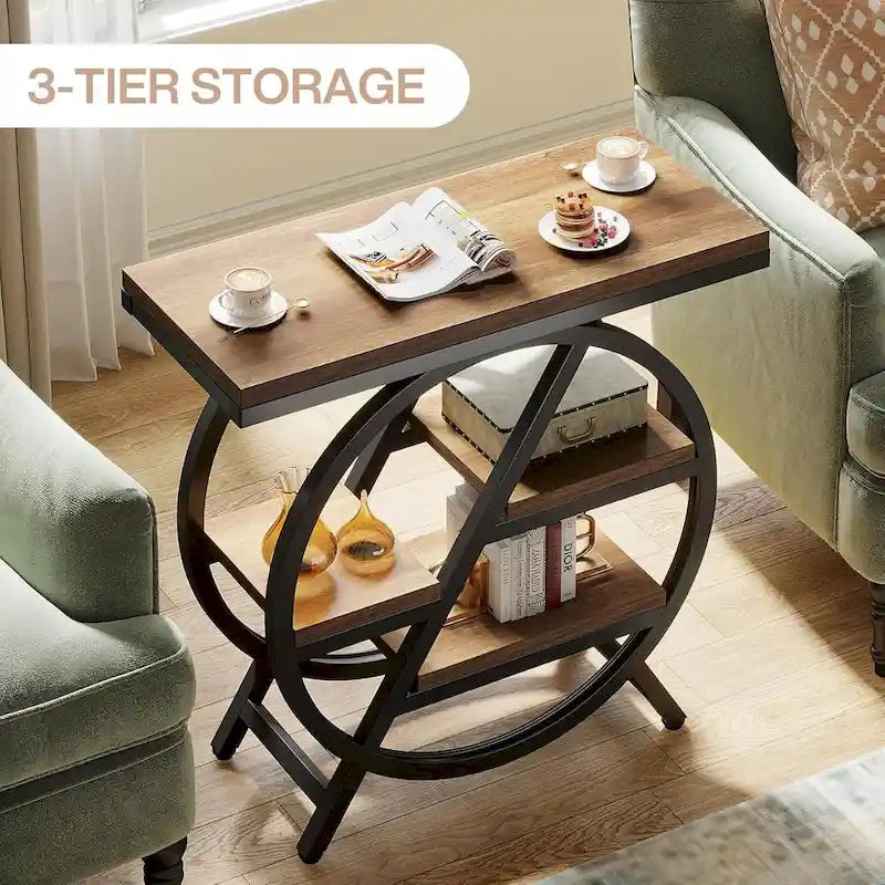 3-Tier End Table with Storage Shelves
