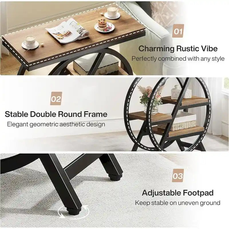 3-Tier End Table with Storage Shelves
