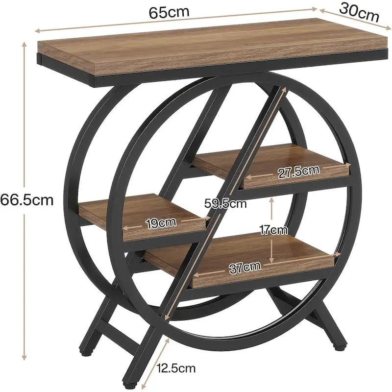 3-Tier End Table with Storage Shelves