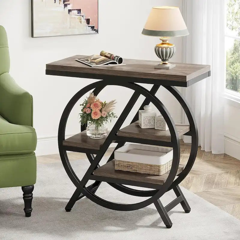 3-Tier End Table with Storage Shelves