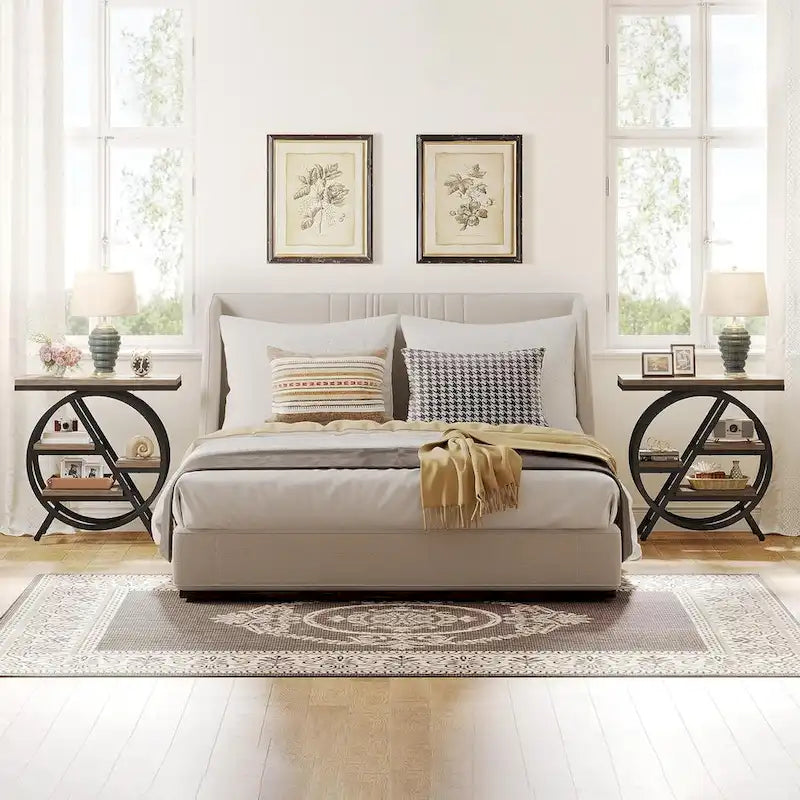3-Tier End Table with Storage Shelves