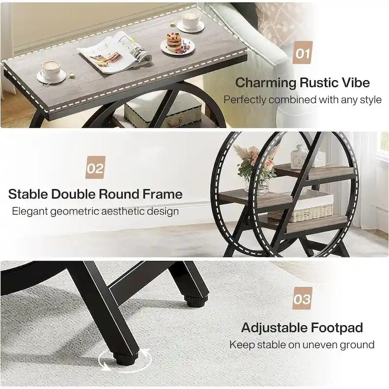 3-Tier End Table with Storage Shelves