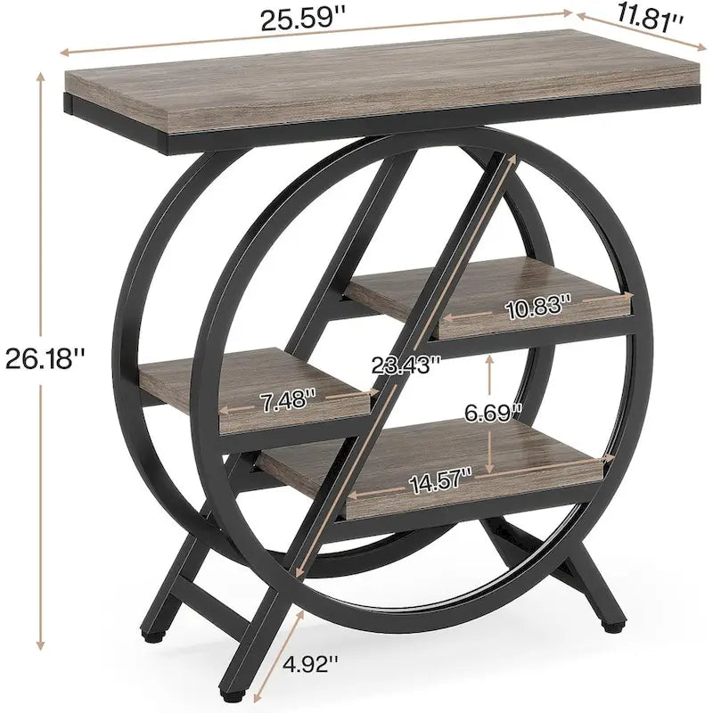3-Tier End Table with Storage Shelves