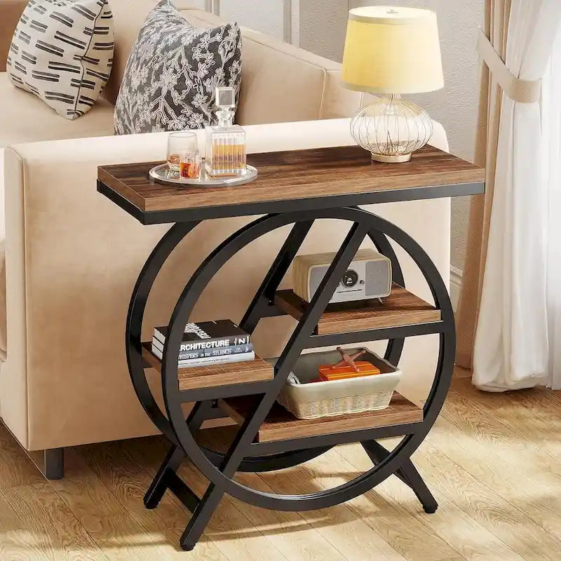 3-Tier End Table with Storage Shelves