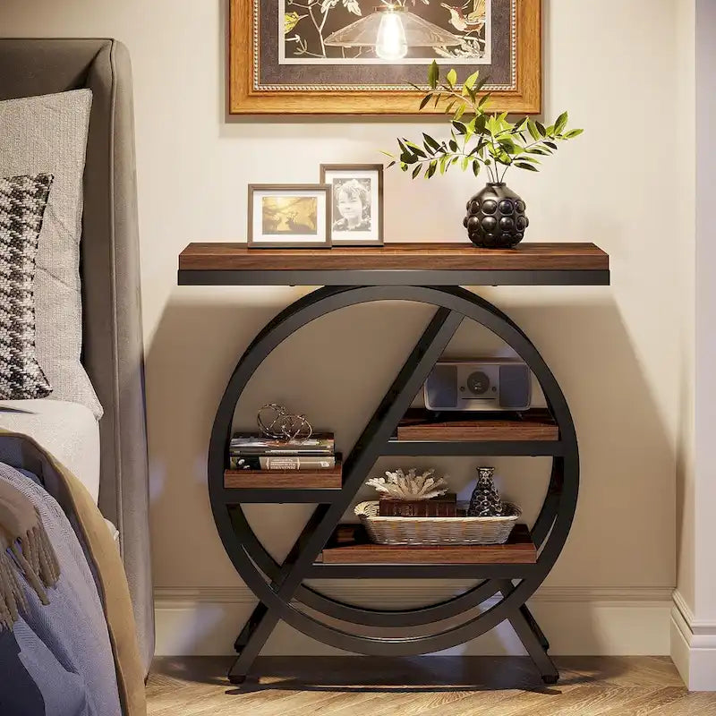 3-Tier End Table with Storage Shelves