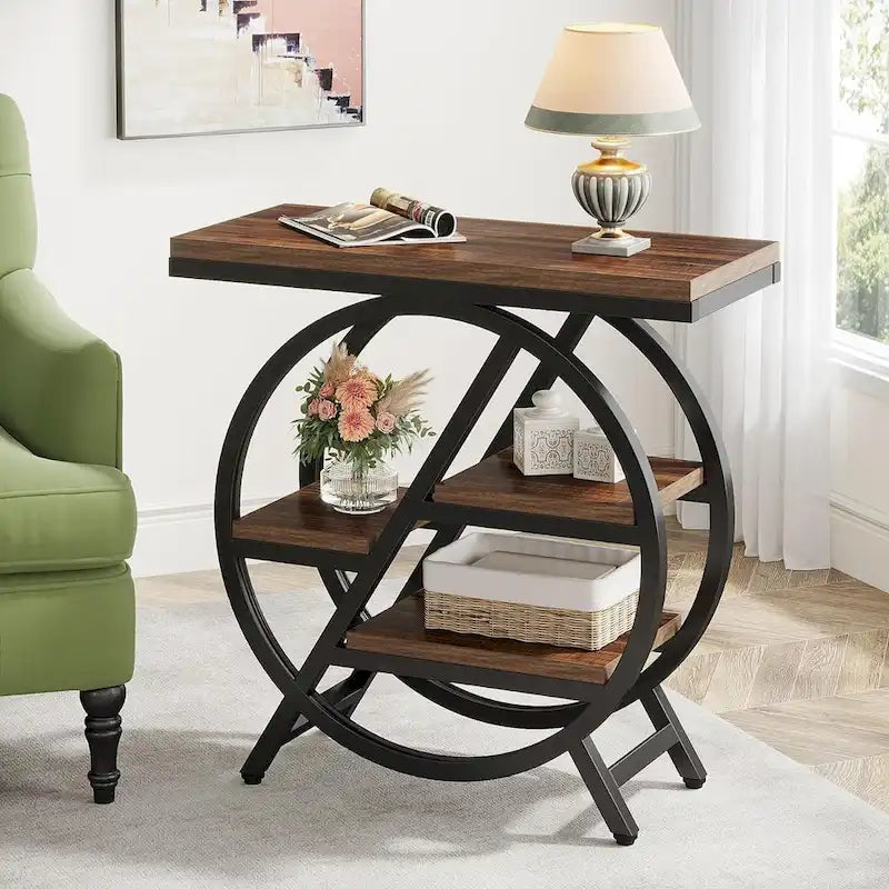 3-Tier End Table with Storage Shelves