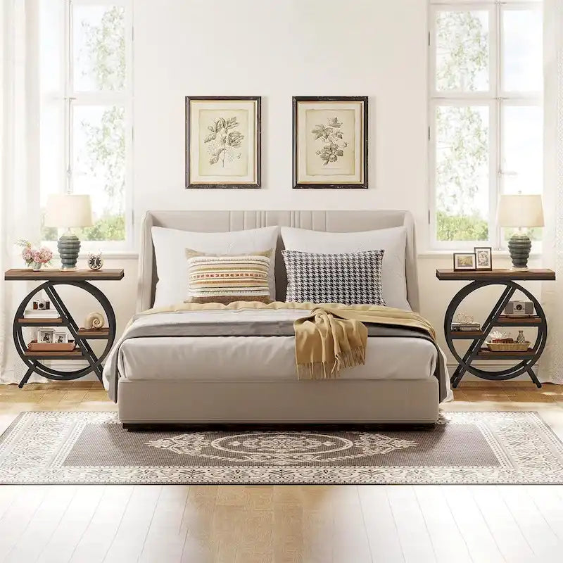 3-Tier End Table with Storage Shelves