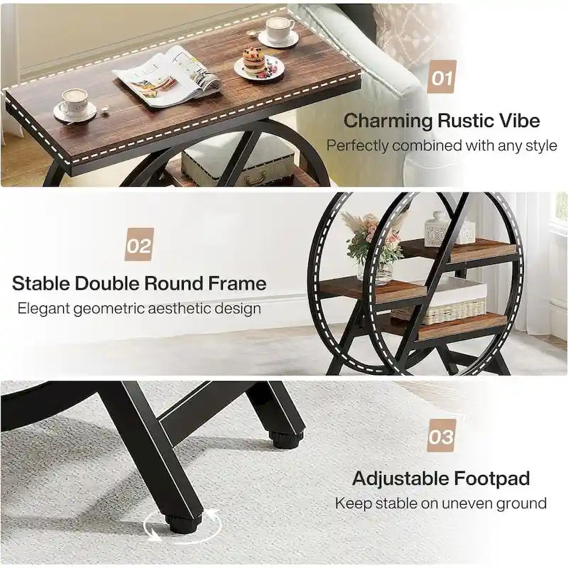 3-Tier End Table with Storage Shelves