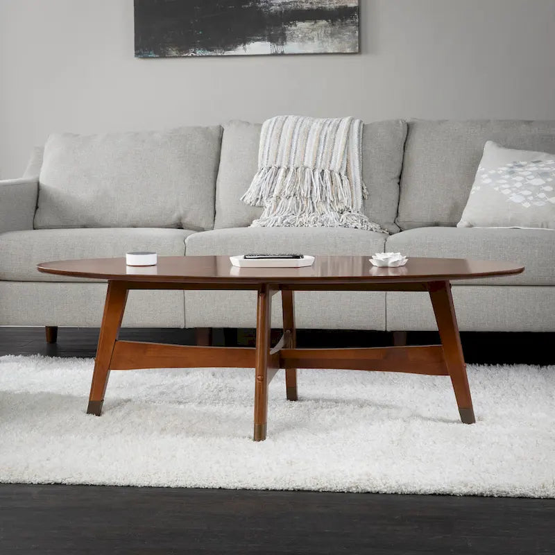 Mid Century Modern Oval Wood Coffee Table
