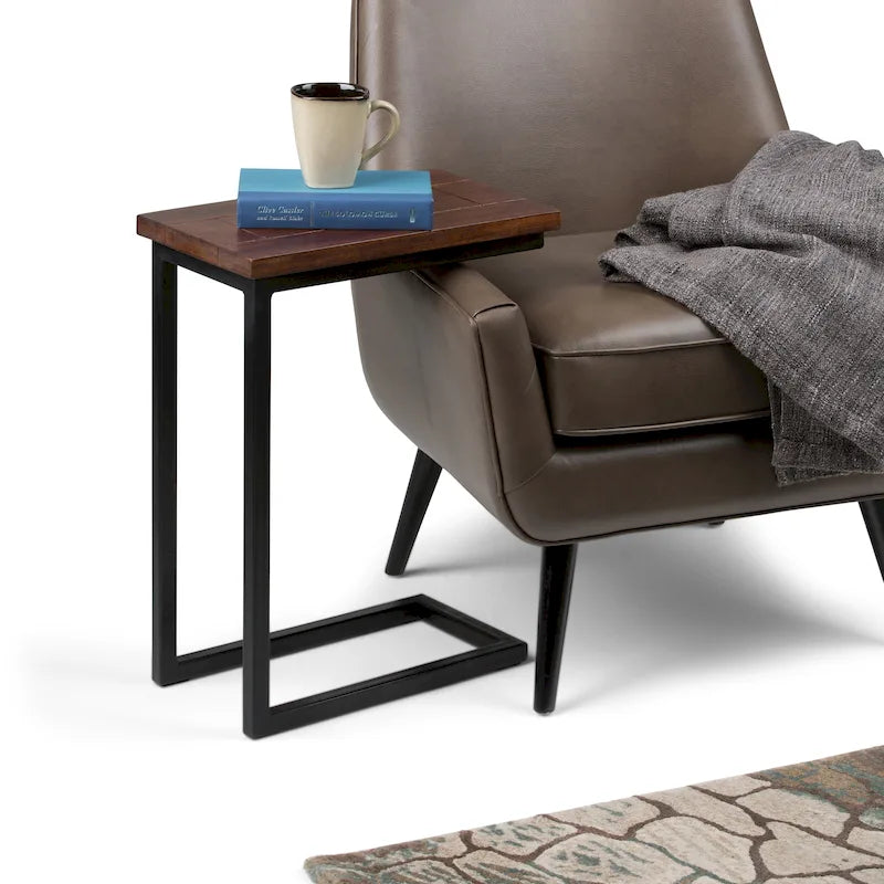 18-Inch Wide Solid Metal Industrial C Side Table - 18 W x 10 D x 24 H