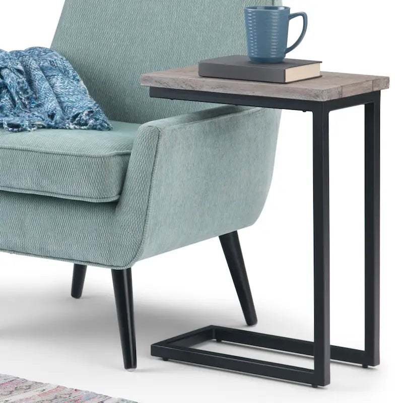 18-Inch Wide Solid Metal Industrial C Side Table - 18 W x 10 D x 24 H