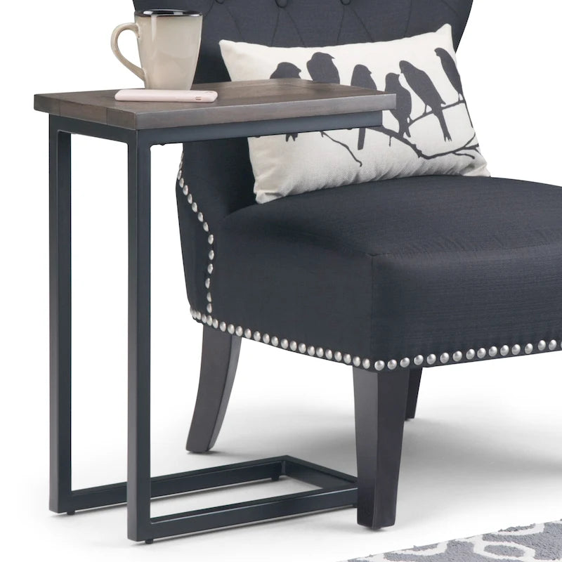 18-Inch Wide Solid Metal Industrial C Side Table - 18 W x 10 D x 24 H