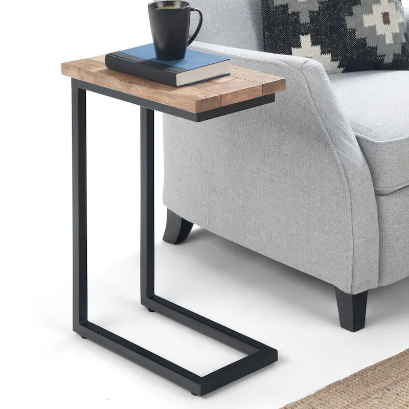 18-Inch Wide Solid Metal Industrial C Side Table - 18 W x 10 D x 24 H
