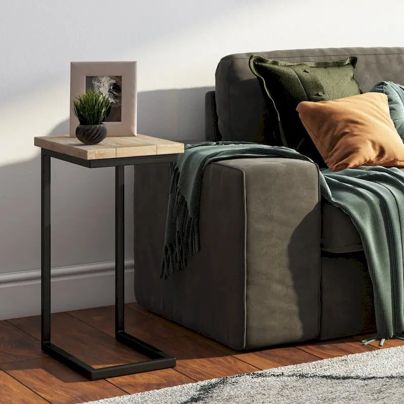 18-Inch Wide Solid Metal Industrial C Side Table - 18 W x 10 D x 24 H