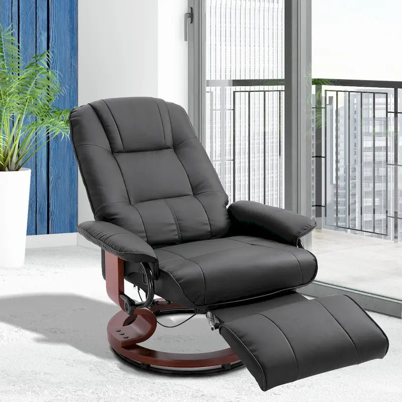 Faux Leather Adjustable Manual Swivel Base Recliner Chair with Footrest