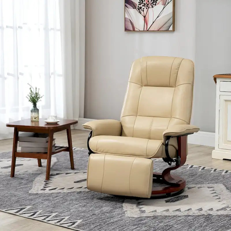 Faux Leather Adjustable Manual Swivel Base Recliner Chair with Footrest
