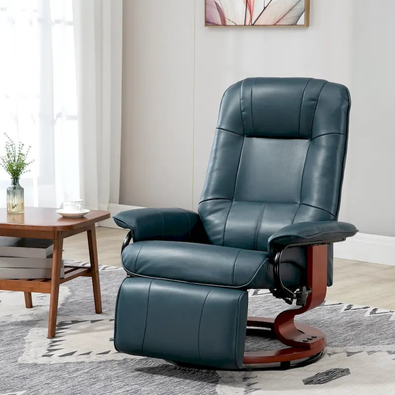 Faux Leather Adjustable Manual Swivel Base Recliner Chair with Footrest