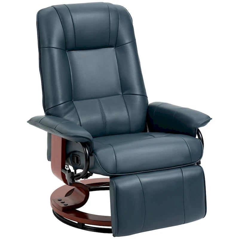Faux Leather Adjustable Manual Swivel Base Recliner Chair with Footrest