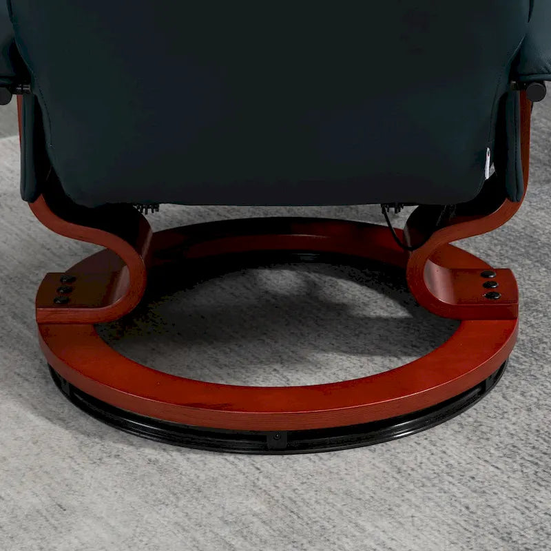 Faux Leather Adjustable Manual Swivel Base Recliner Chair with Footrest