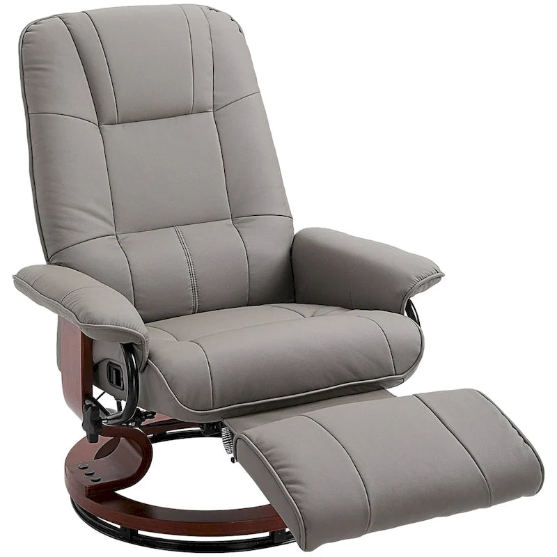 Faux Leather Adjustable Manual Swivel Base Recliner Chair with Footrest