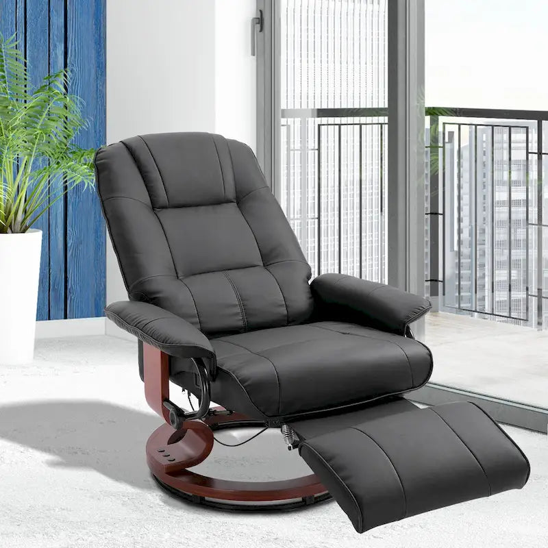 Faux Leather Adjustable Manual Swivel Base Recliner Chair with Footrest