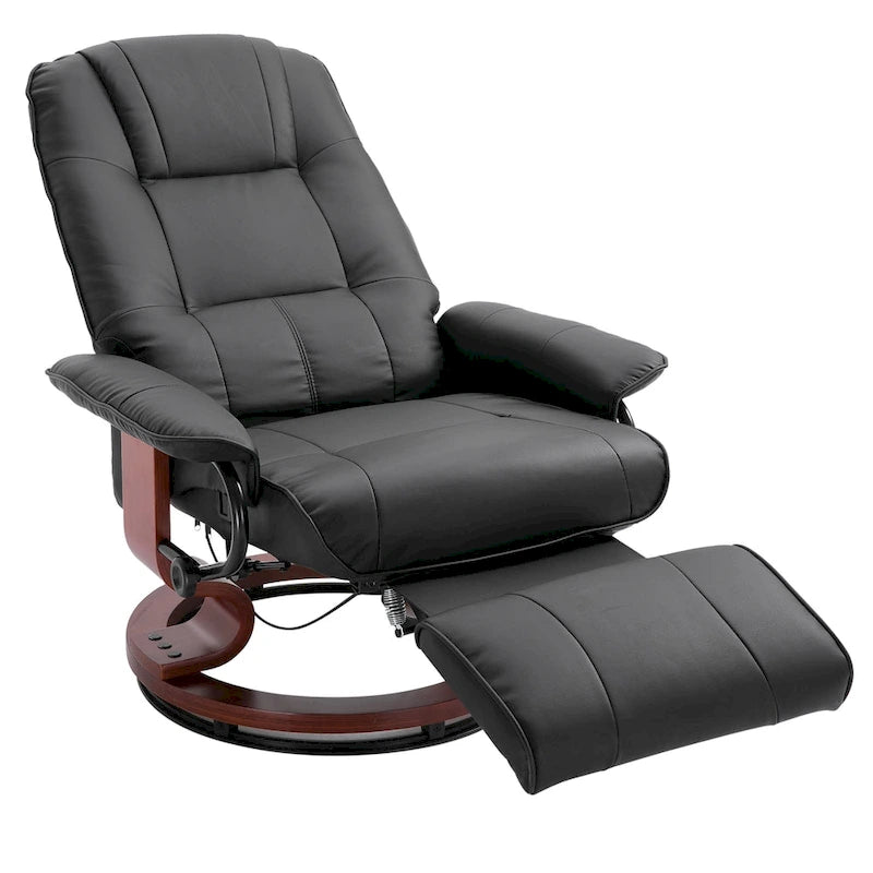 Faux Leather Adjustable Manual Swivel Base Recliner Chair with Footrest