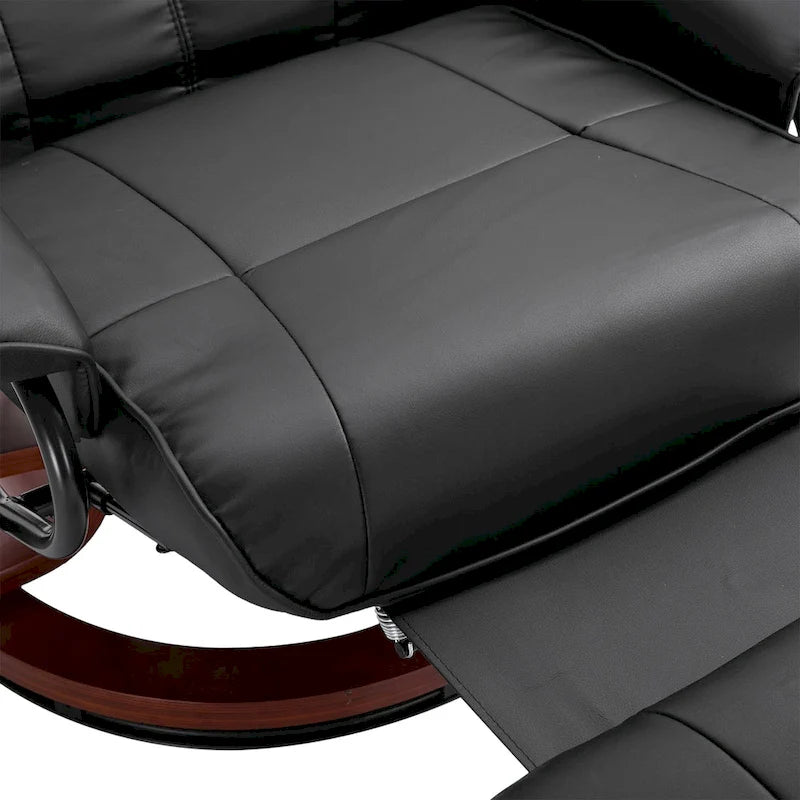 Faux Leather Adjustable Manual Swivel Base Recliner Chair with Footrest