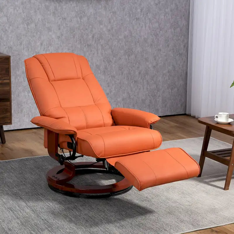 Faux Leather Adjustable Manual Swivel Base Recliner Chair with Footrest