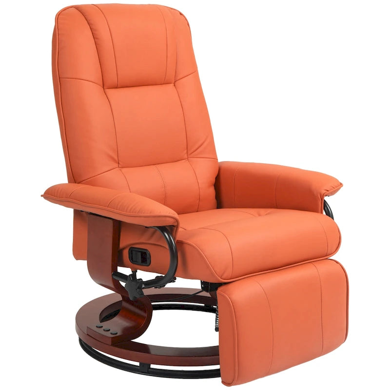 Faux Leather Adjustable Manual Swivel Base Recliner Chair with Footrest