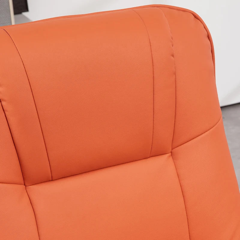 Faux Leather Adjustable Manual Swivel Base Recliner Chair with Footrest