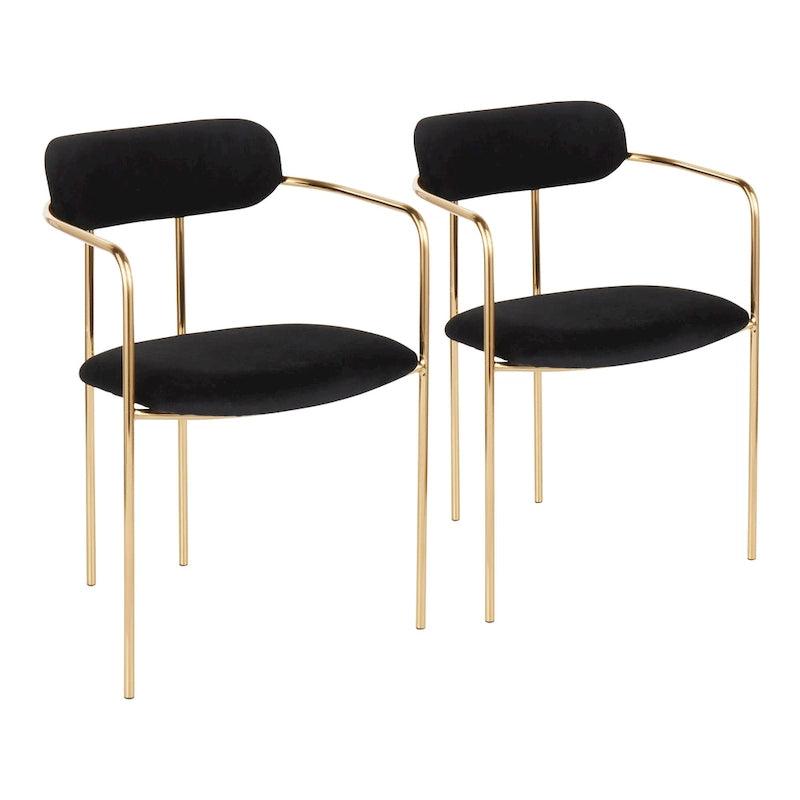 Glam Velvet Dining Chair with Gold Frame (Set of 2)