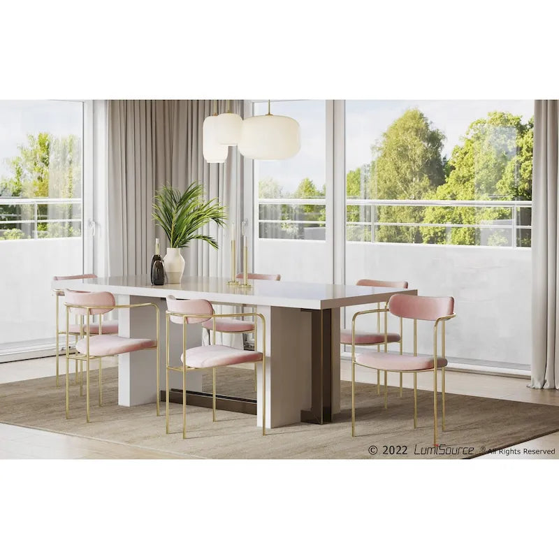 Glam Velvet Dining Chair with Gold Frame (Set of 2)