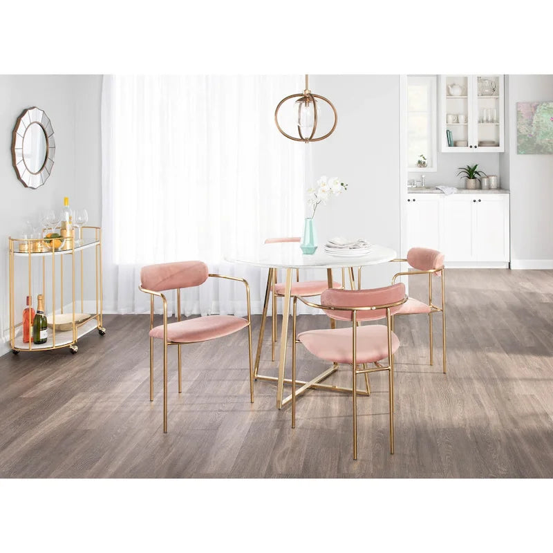 Glam Velvet Dining Chair with Gold Frame (Set of 2)